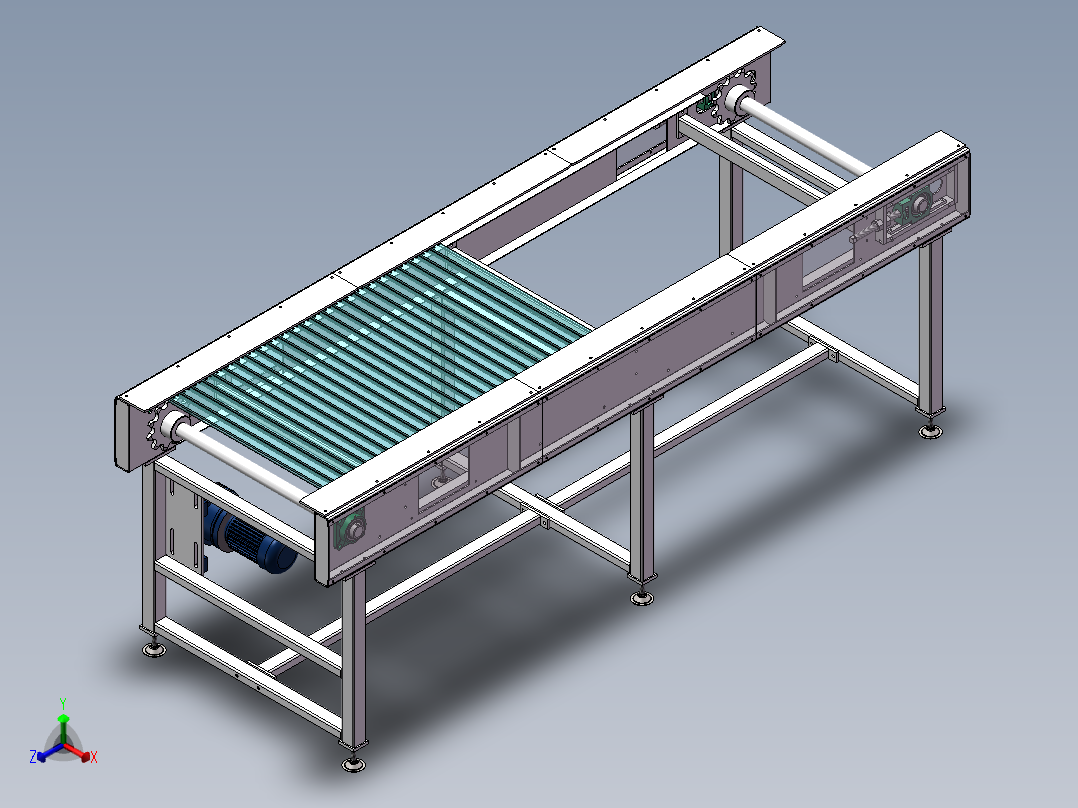 3米板链线（sw14可编辑+cad）正等轴测图