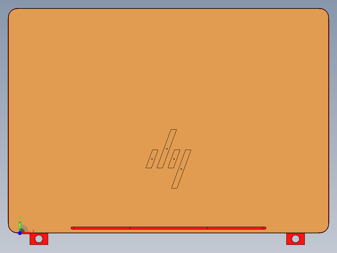 一款平板电脑外壳铣外形+LOGO程序模型前视图