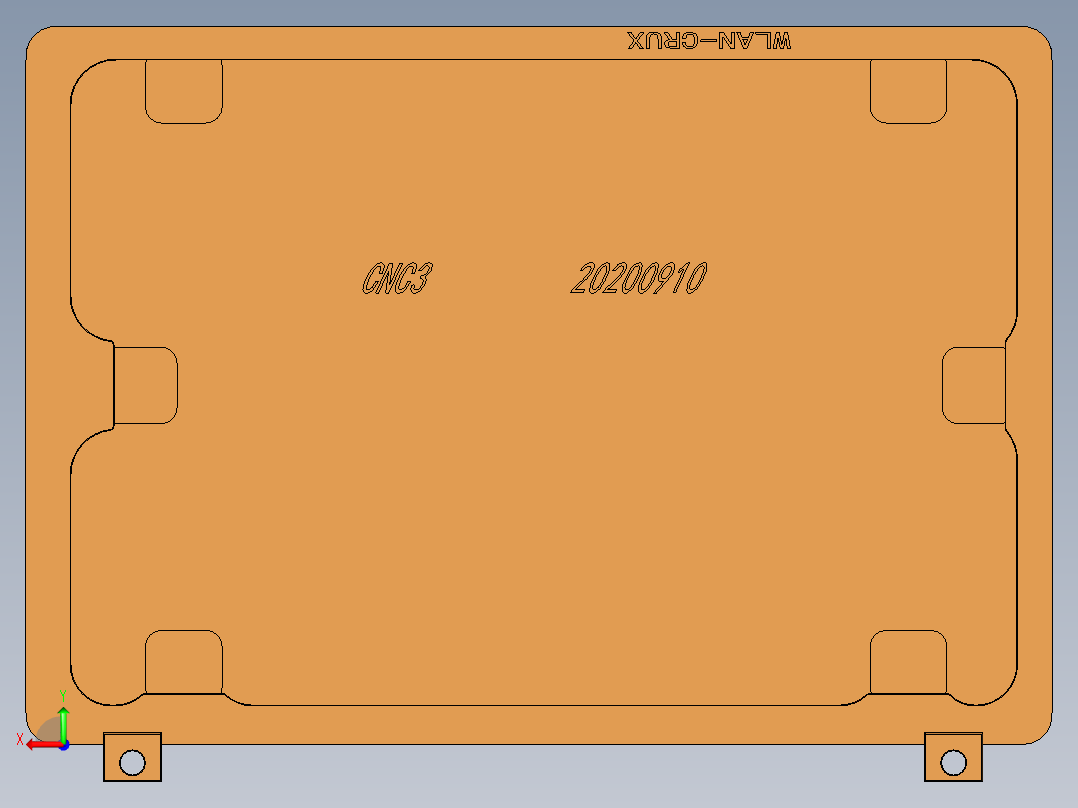 一款平板电脑外壳铣外形+LOGO程序模型后视图