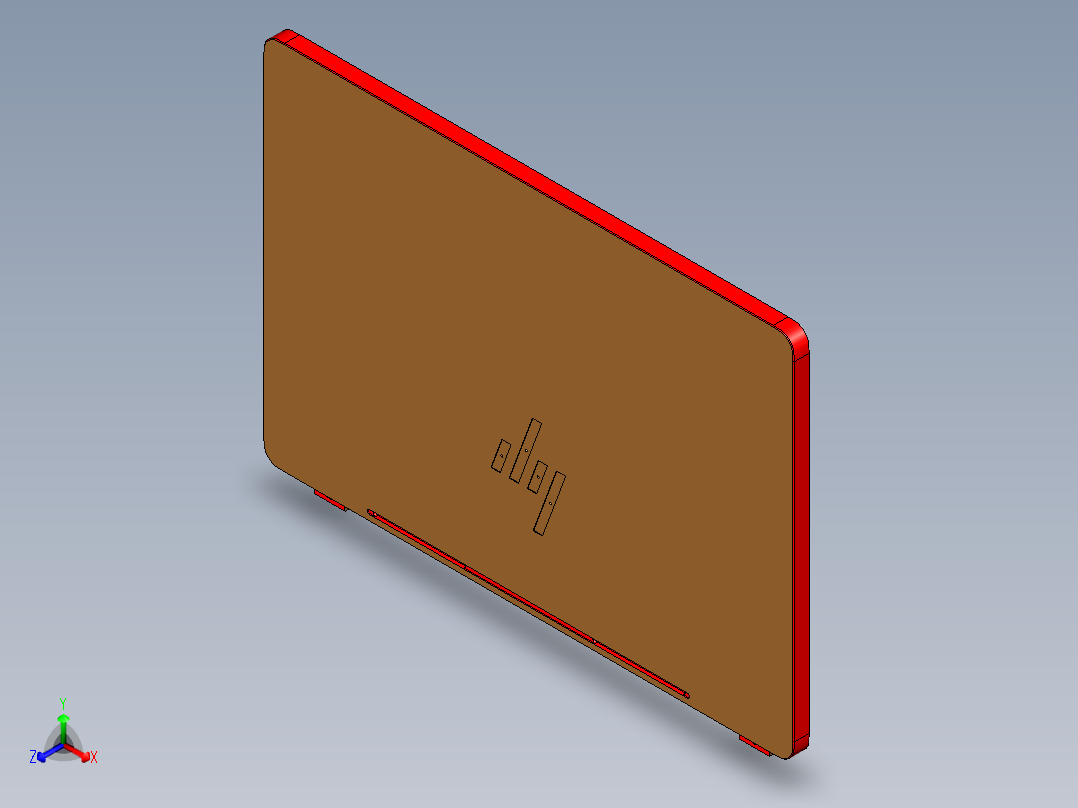 一款平板电脑外壳铣外形+LOGO程序模型正等轴测图