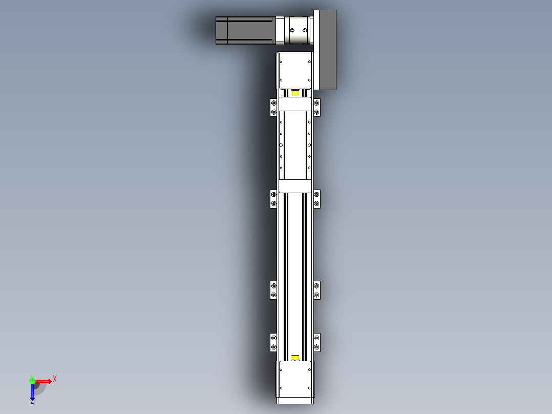 DMEB80-RBCR欧规同步带模组直线模组（电机右后折）[DMEB80-L20S350-DT400-C2U-RBCR]俯视图