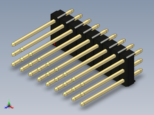 彩色公头100mil（2.54mm）系列-DS1021_black_3x09p_100mil_Type5_rev1.0正等轴测缩略图