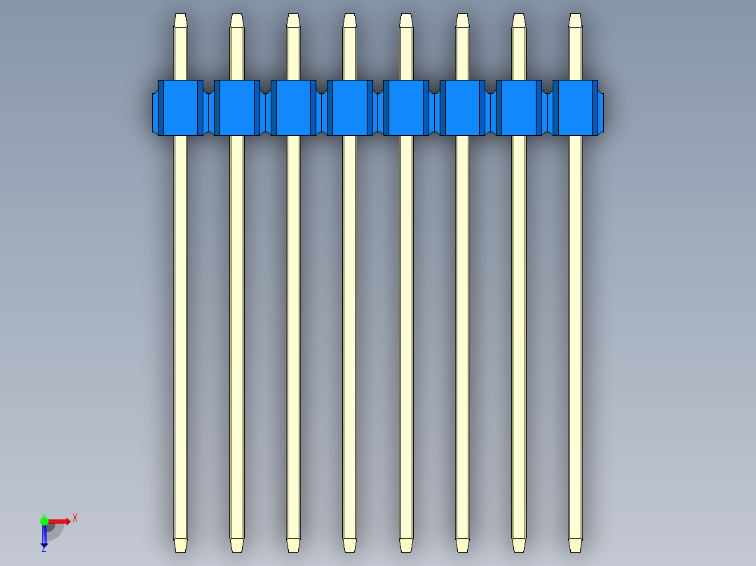彩色公头100mil（2.54mm）系列-DS1021_blue_3x08p_100mil_Type19_rev1.0俯视图