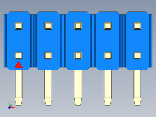 彩色公排针 100mil 2.54mm 系列-DS1022_blue_2x05p_100mil_TypeD_rev1.0前视缩略图