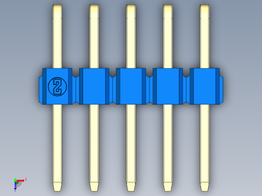 彩色公排针 100mil 2.54mm 系列-DS1022_blue_2x05p_100mil_TypeD_rev1.0俯视缩略图