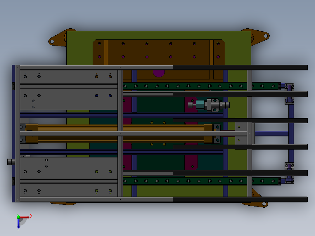 重型工件上料机3D模型俯视图