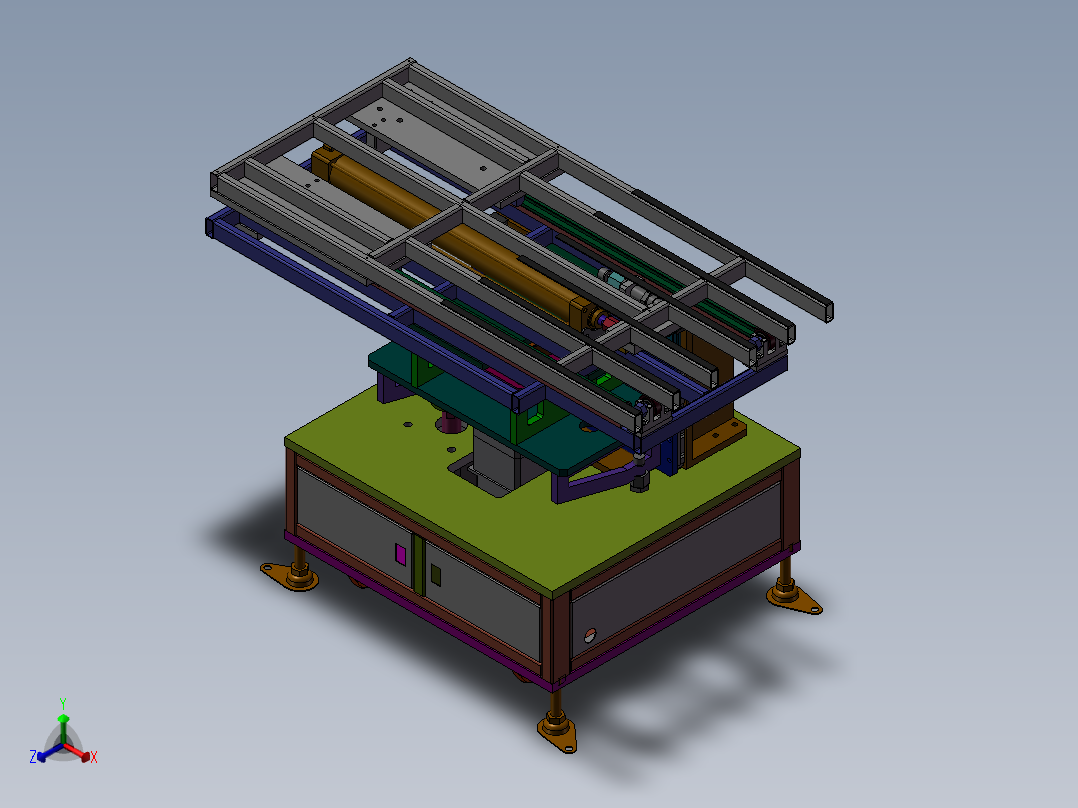 重型工件上料机3D模型正等轴测图