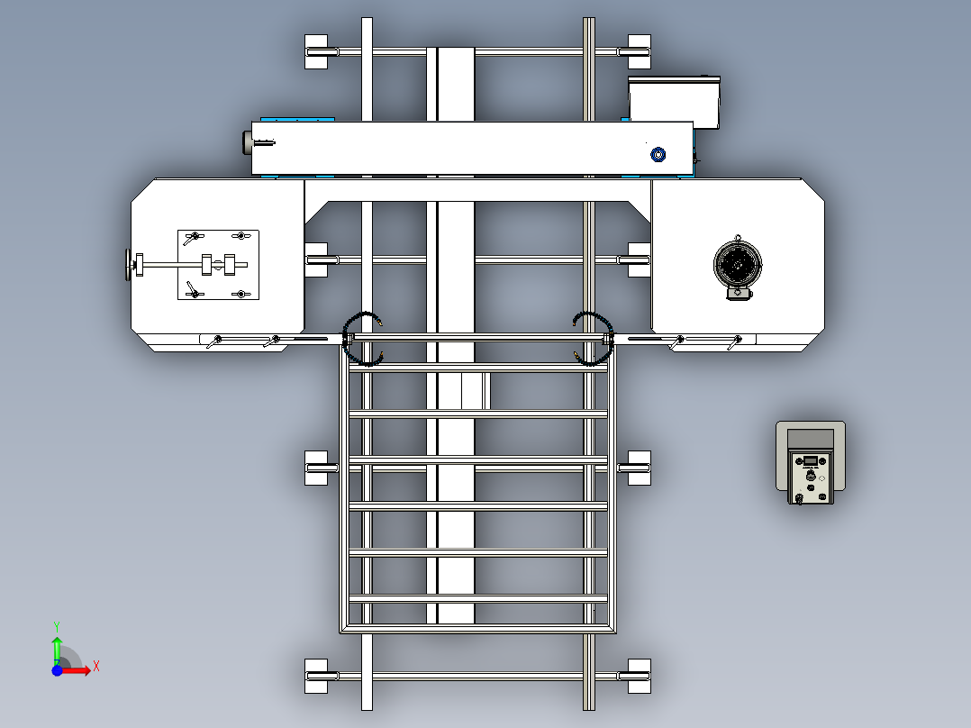 水平弯曲锯石灰石切割锯3D数模图纸 STEP格式前视图