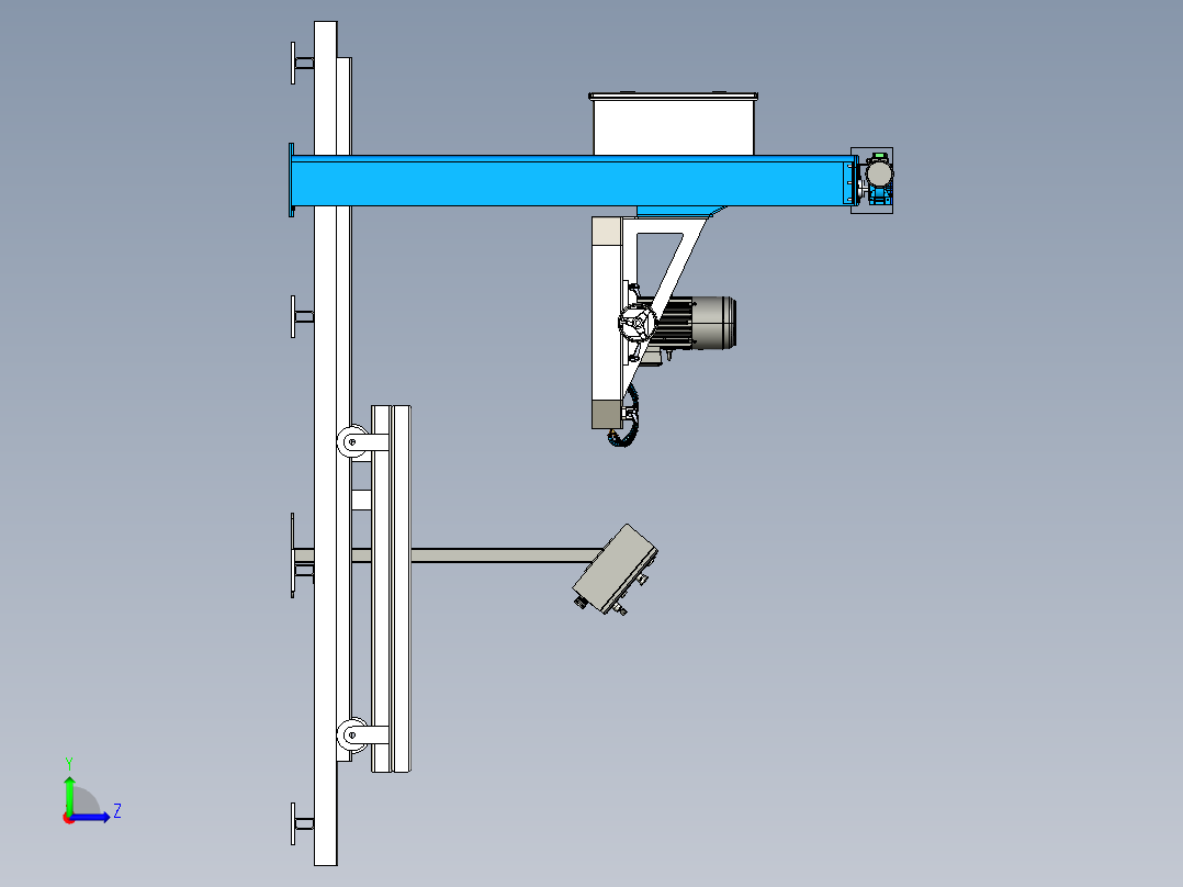 水平弯曲锯石灰石切割锯3D数模图纸 STEP格式左视图