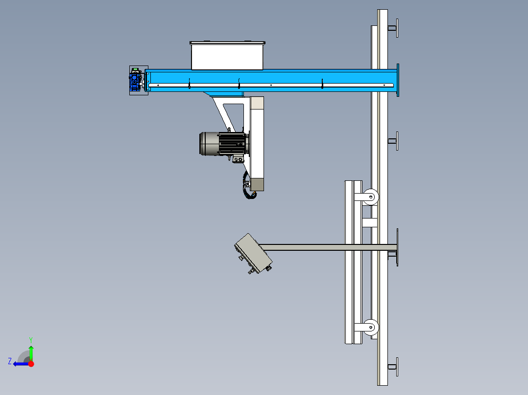 水平弯曲锯石灰石切割锯3D数模图纸 STEP格式右视图