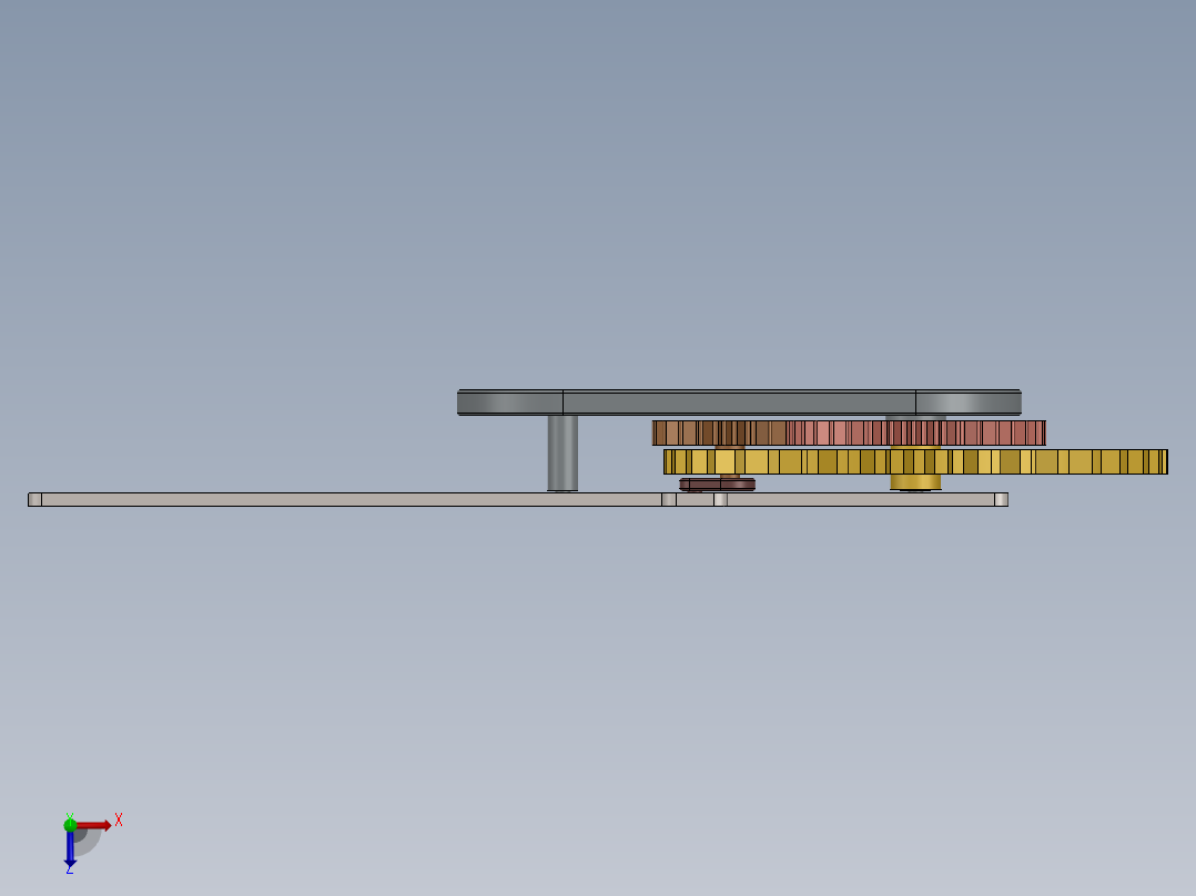 3档滑杆机构俯视图