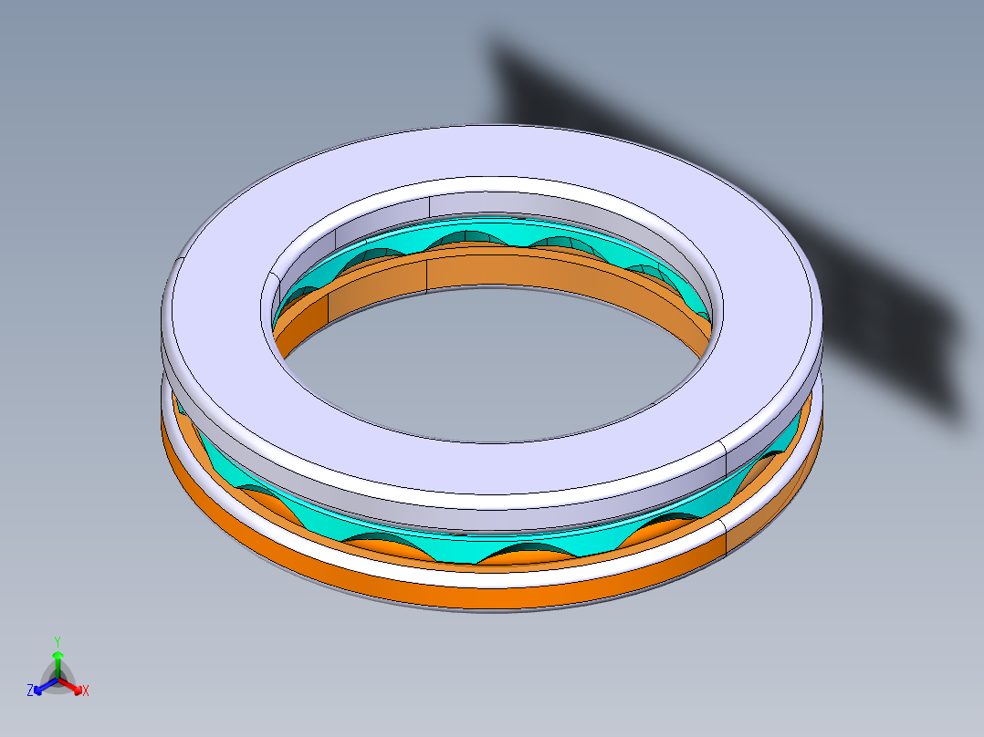平面推力球轴承51108正等轴测图