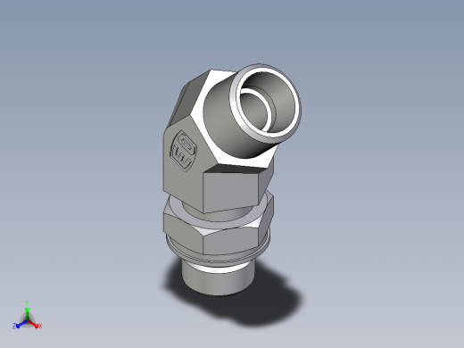 卡套式工业通用硬管接头EO_Adjustable_locknut_45_deg_elbow_VEE10LMOROMDCF正等轴测缩略图