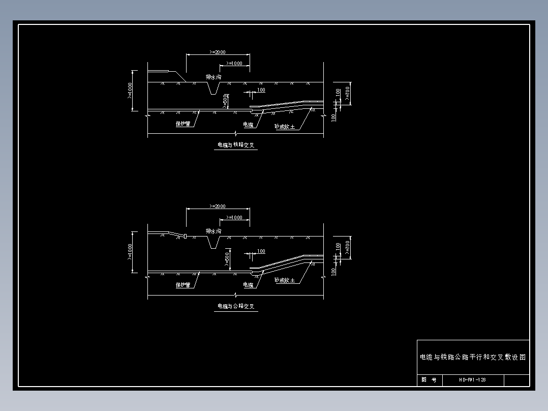 128 电缆与铁路公路平行交叉敷设图
