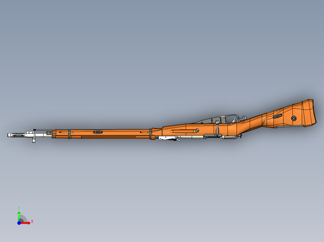 手枪左轮冲锋枪老式狙击步枪设计3D图纸M1891 Sniper STP前视图