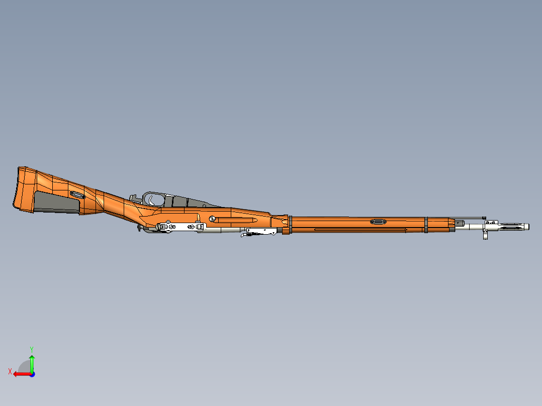 手枪左轮冲锋枪老式狙击步枪设计3D图纸M1891 Sniper STP后视图