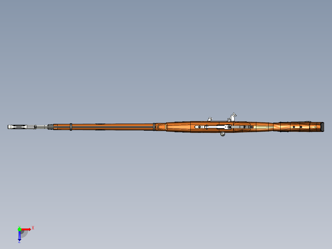 手枪左轮冲锋枪老式狙击步枪设计3D图纸M1891 Sniper STP俯视图