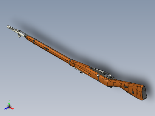 手枪左轮冲锋枪老式狙击步枪设计3D图纸M1891 Sniper STP正等轴测缩略图
