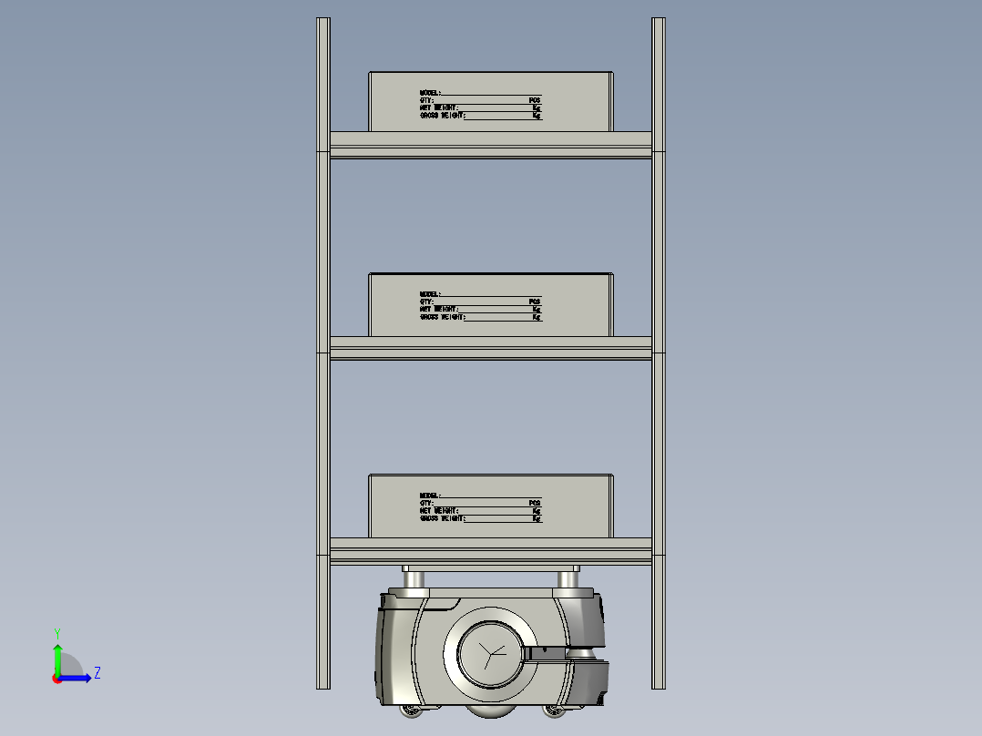AGV移动货架左视图
