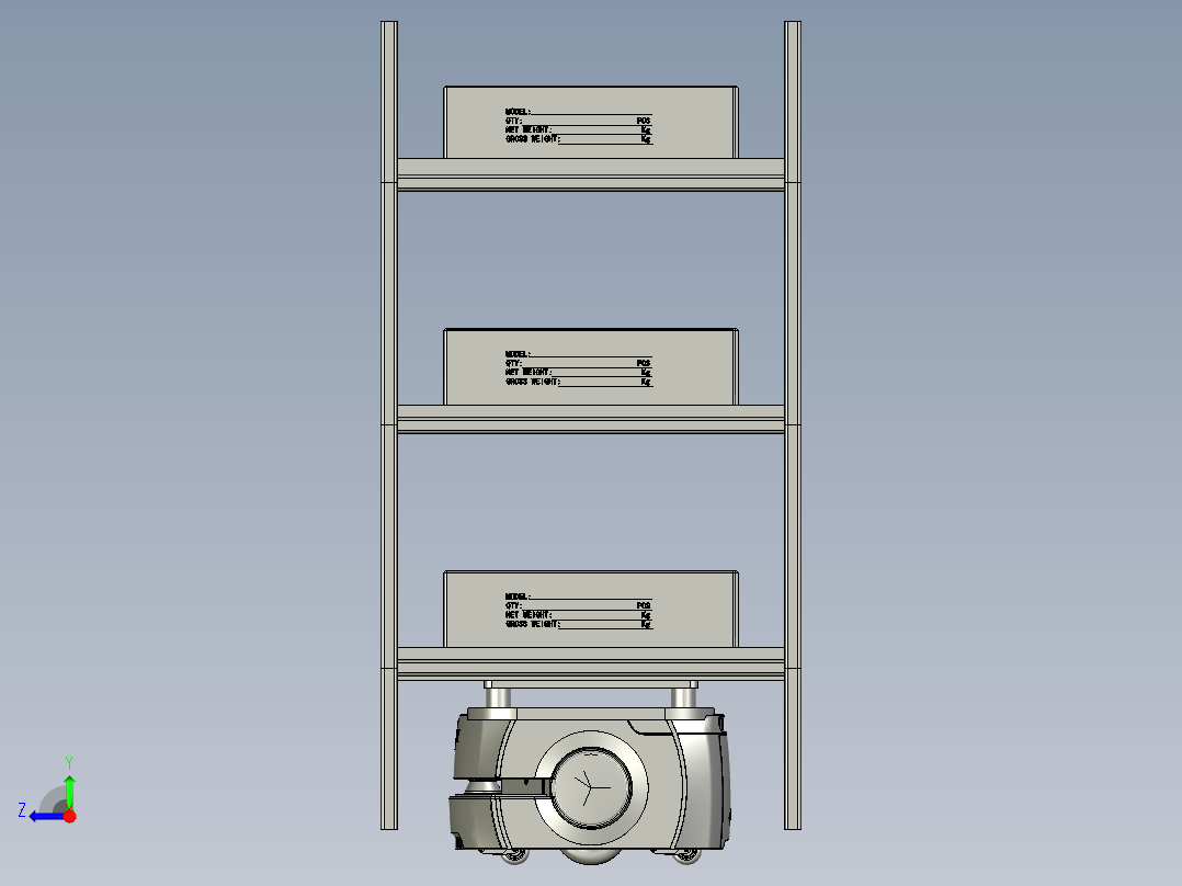 AGV移动货架右视图
