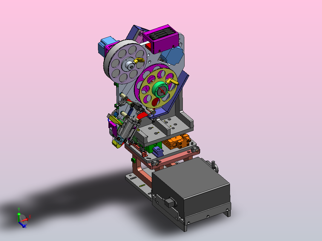 擦拭机构含有收卷、放卷机构主视图