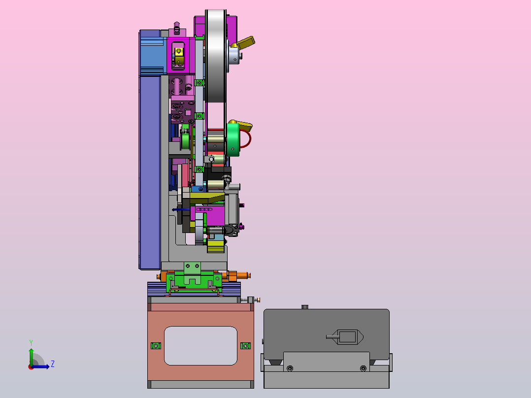 擦拭机构含有收卷、放卷机构左视图