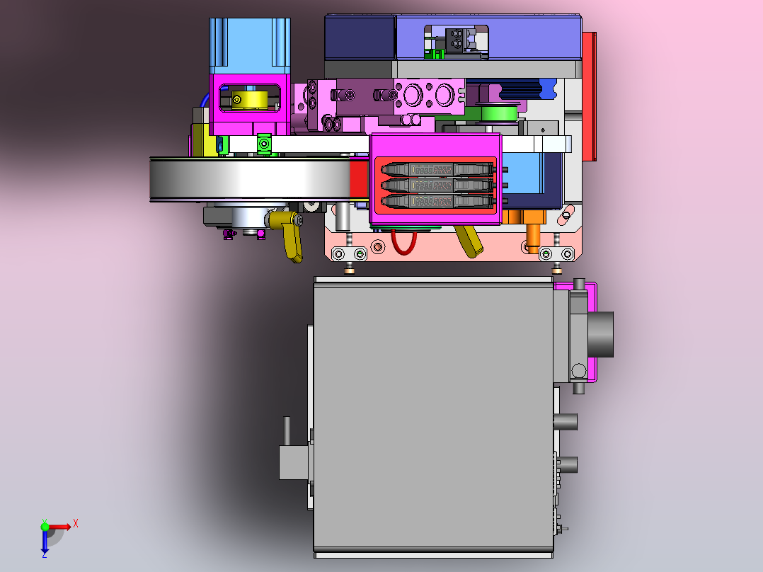 擦拭机构含有收卷、放卷机构俯视图