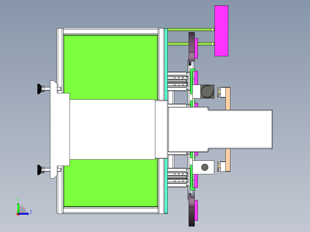 非标自动移印机，循环流水线左视图