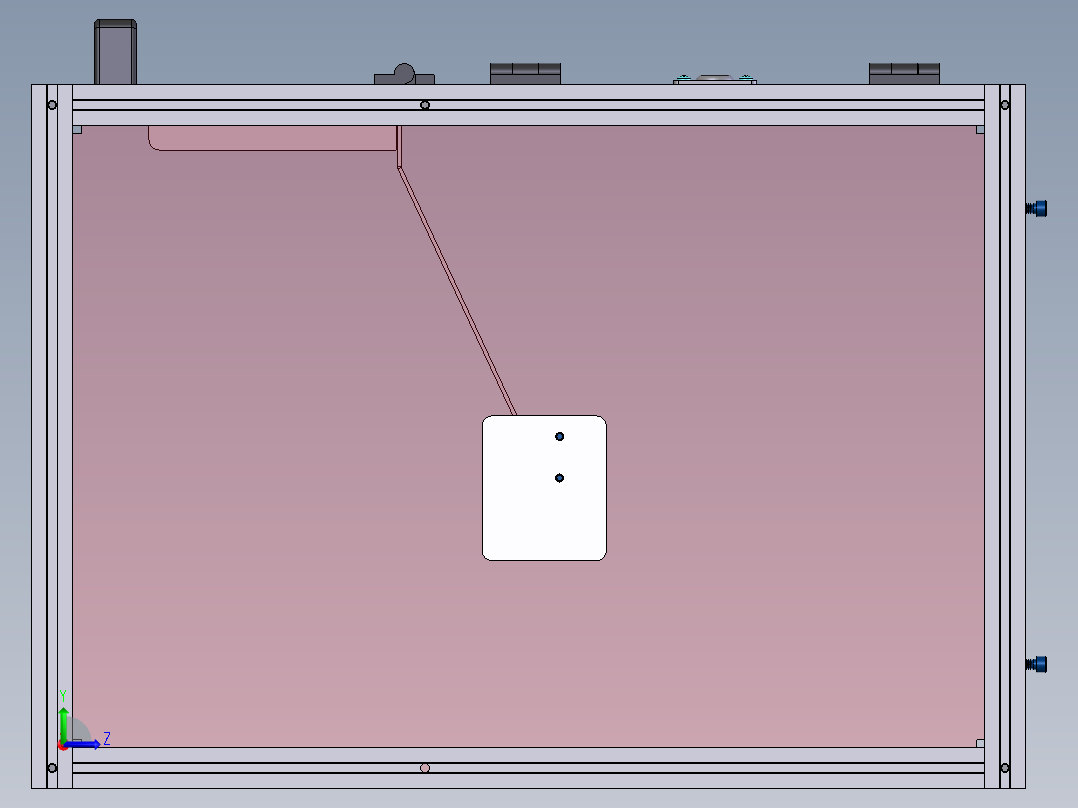 SOLIDWORKS 铝框工作桌设计左视图
