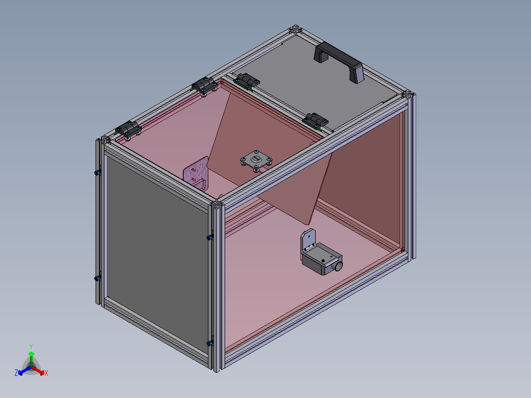 SOLIDWORKS 铝框工作桌设计正等轴测图