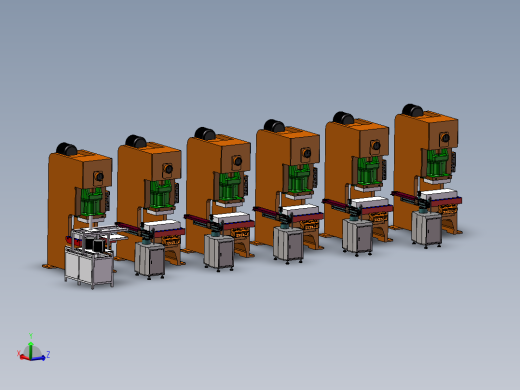 冲床摆臂机械手冲床多台联机自动上下料3d方案