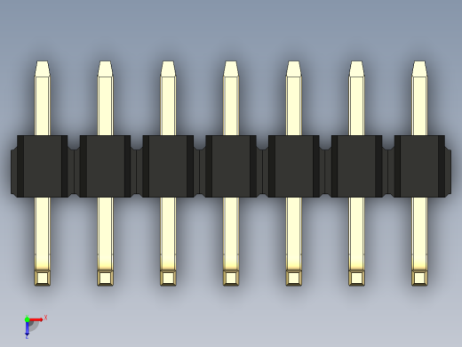 彩色公排针 100mil 2.54mm 系列-DS1022_black_07p_100mil_TypeU_rev1.0俯视缩略图