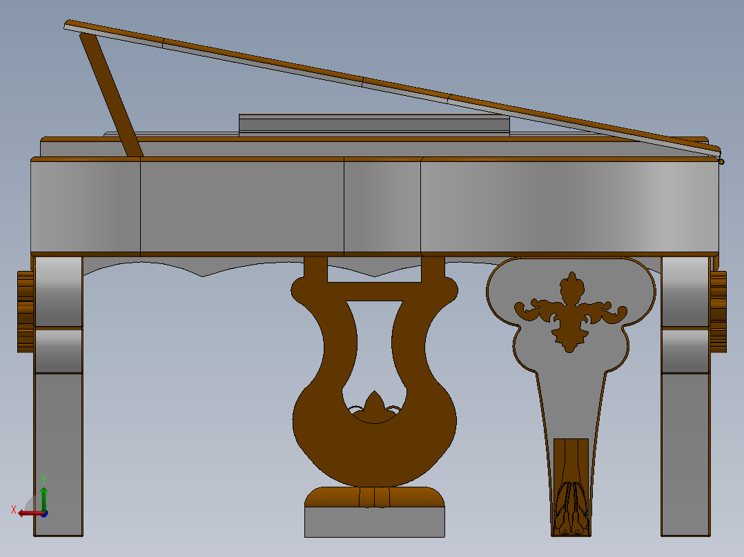 数码三角钢琴后视图