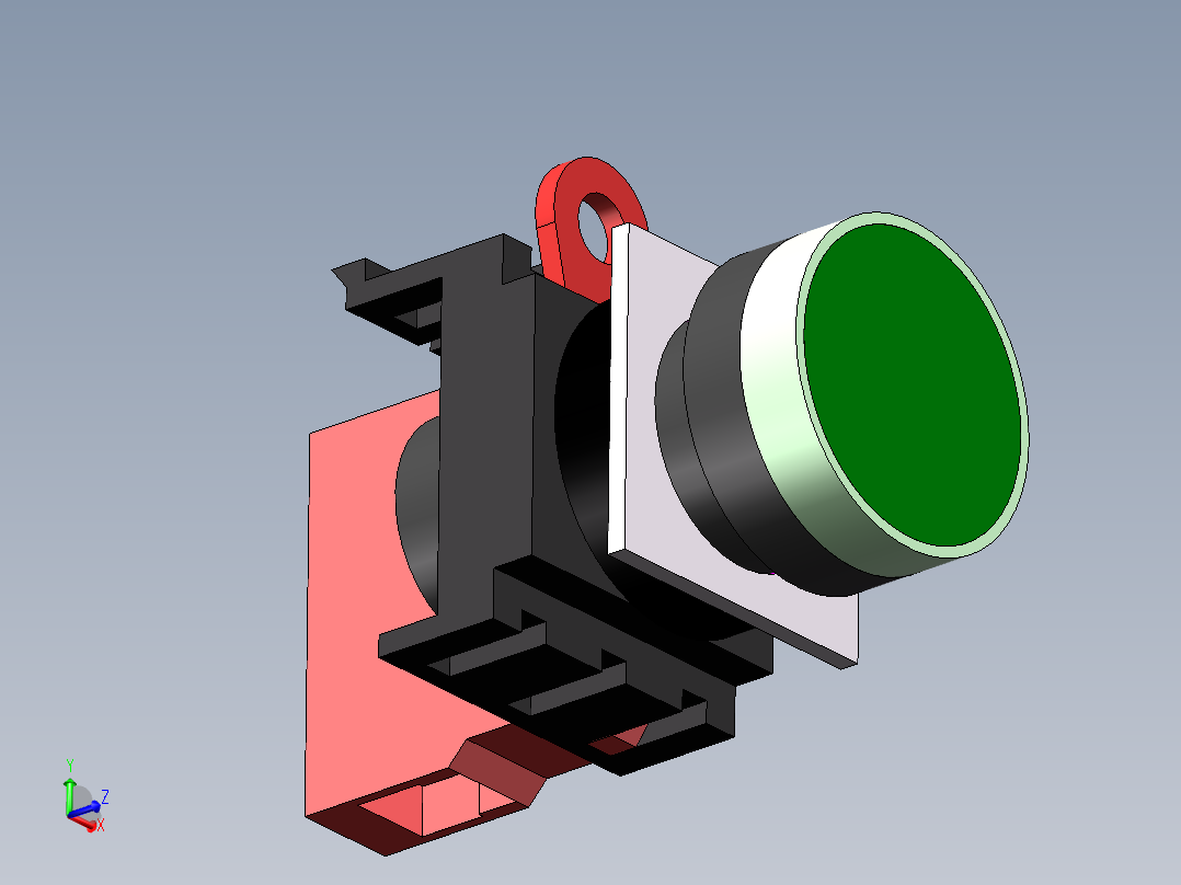 自复位按钮（不带灯）YW1B-M1E10G（24V绿）主视图