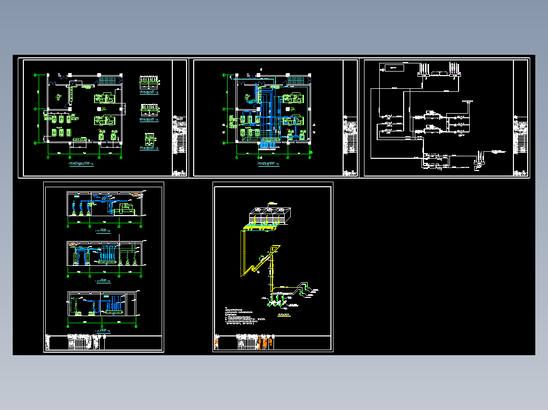 冷冻机房全套暖通cad设计施工图纸