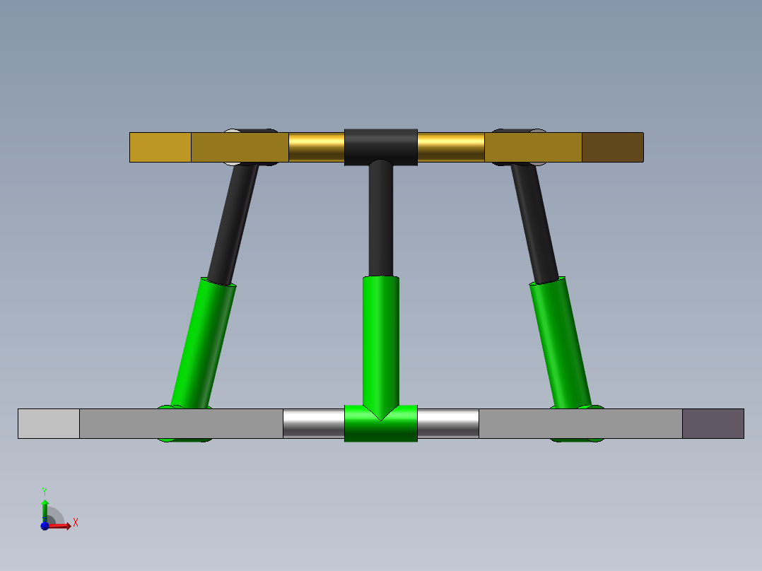 简易并联机构装配及运动仿真前视图