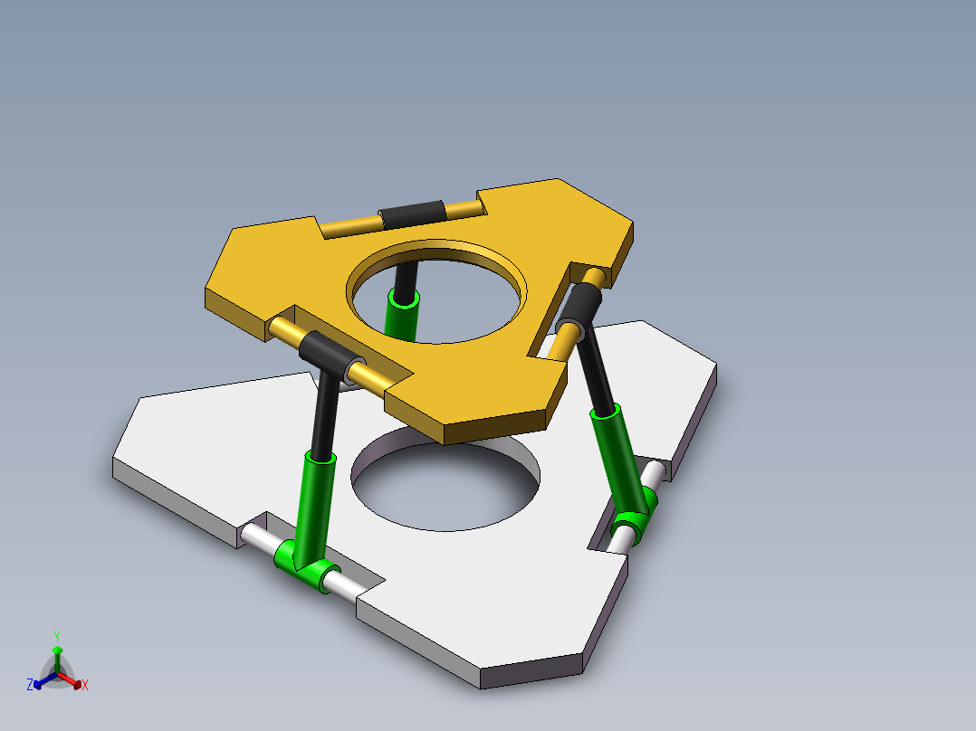 简易并联机构装配及运动仿真正等轴测图
