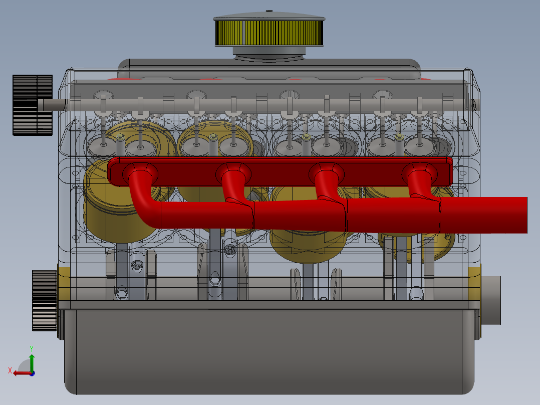 V8发动机总成后视图