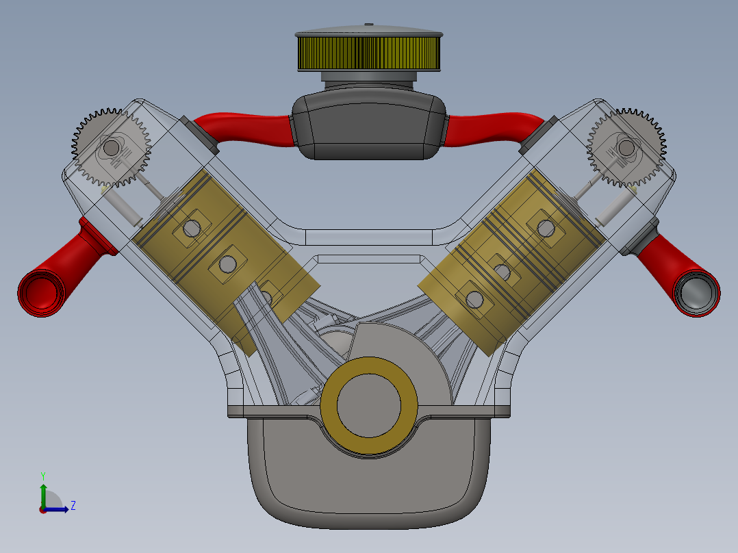 V8发动机总成左视图