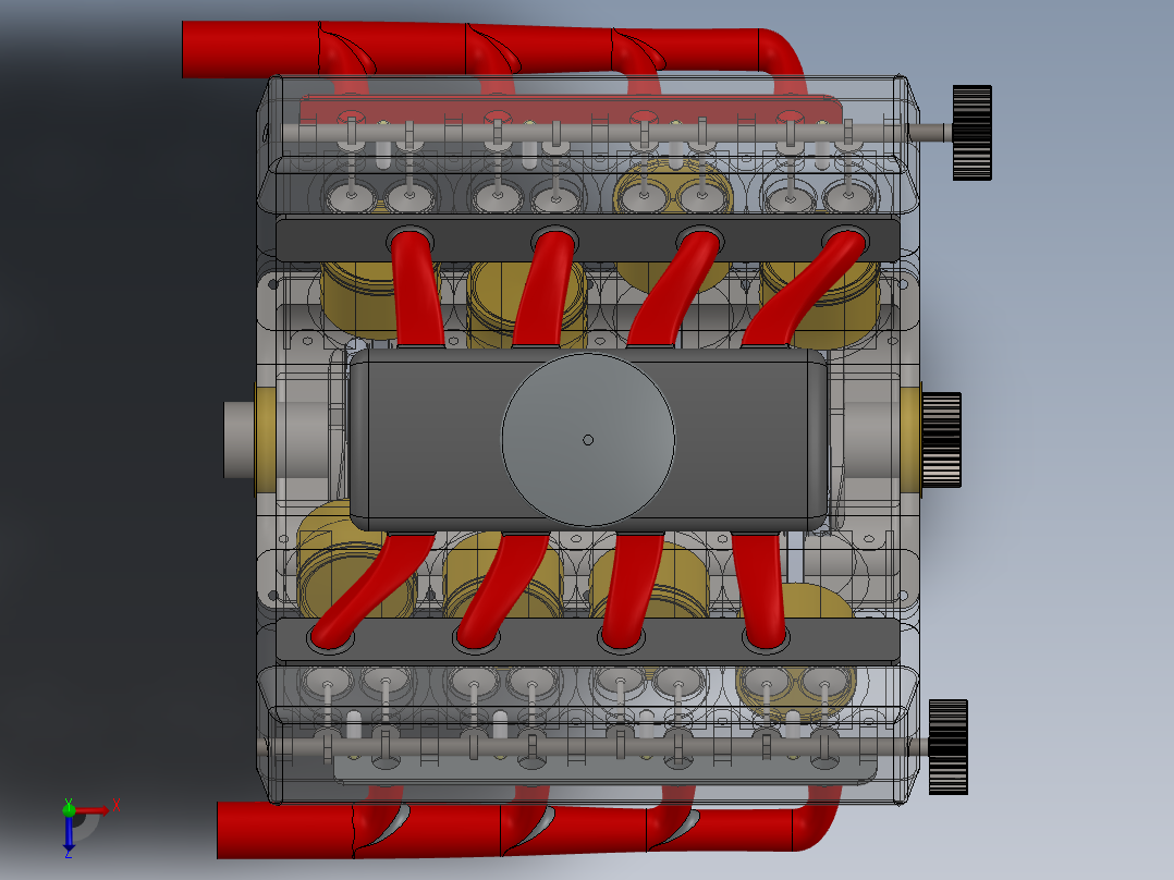 V8发动机总成俯视图