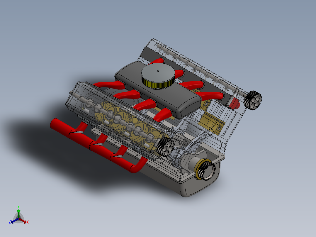 V8发动机总成正等轴测图