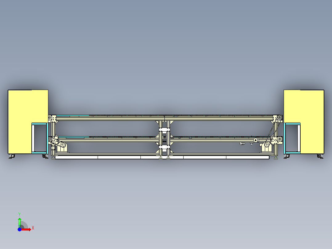 上下层倍速输送线体设计前视图