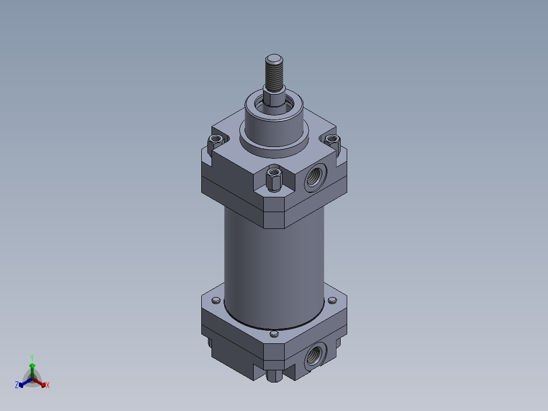 横拉杆气缸63x16x100 mm正等轴测图