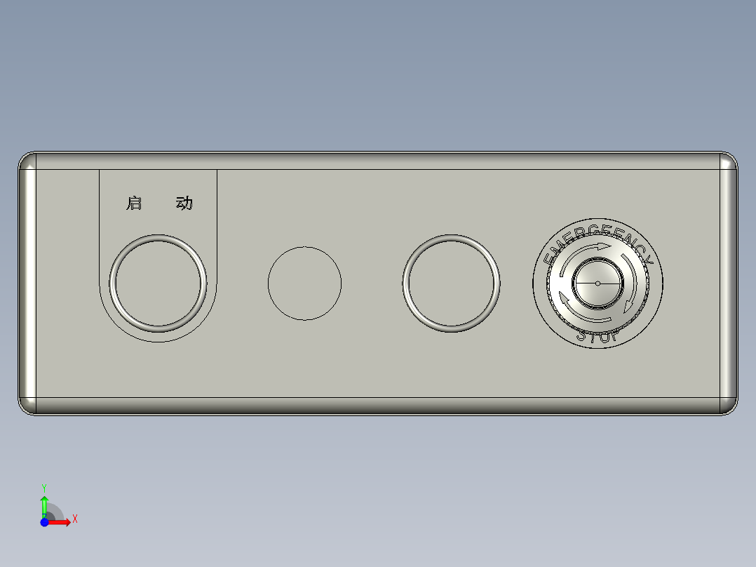 四位按钮盒急停前视图