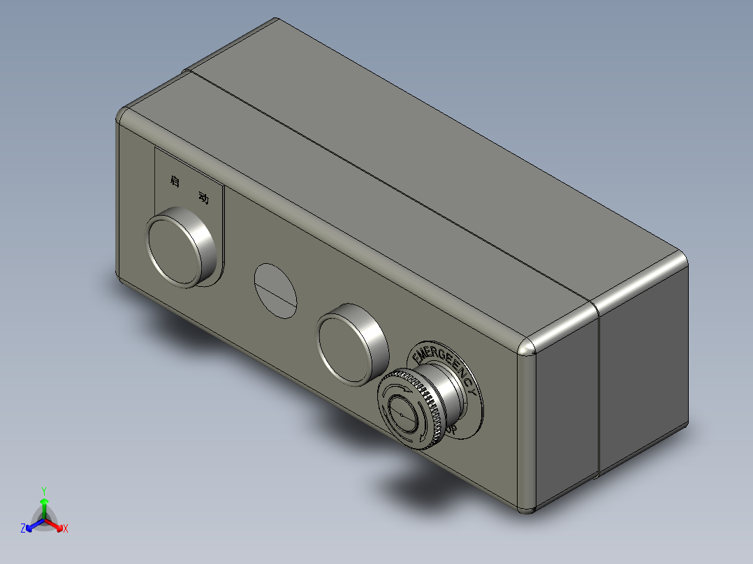 四位按钮盒急停正等轴测图