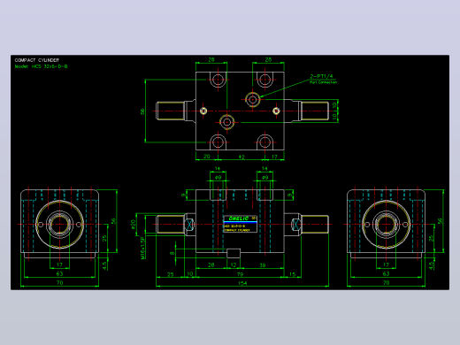 薄型气缸转角下压缸2D-HCS32x5-D-B