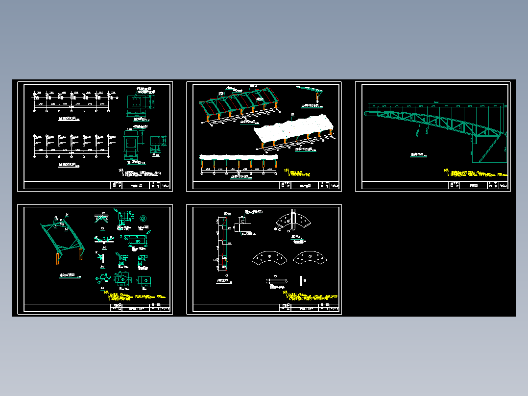 悬挑空间膜结构施工cad图纸