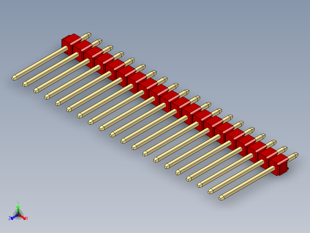 彩色公头100mil（2.54mm）系列-DS1021_red_1x20p_100mil_Type5_rev1.0主视图