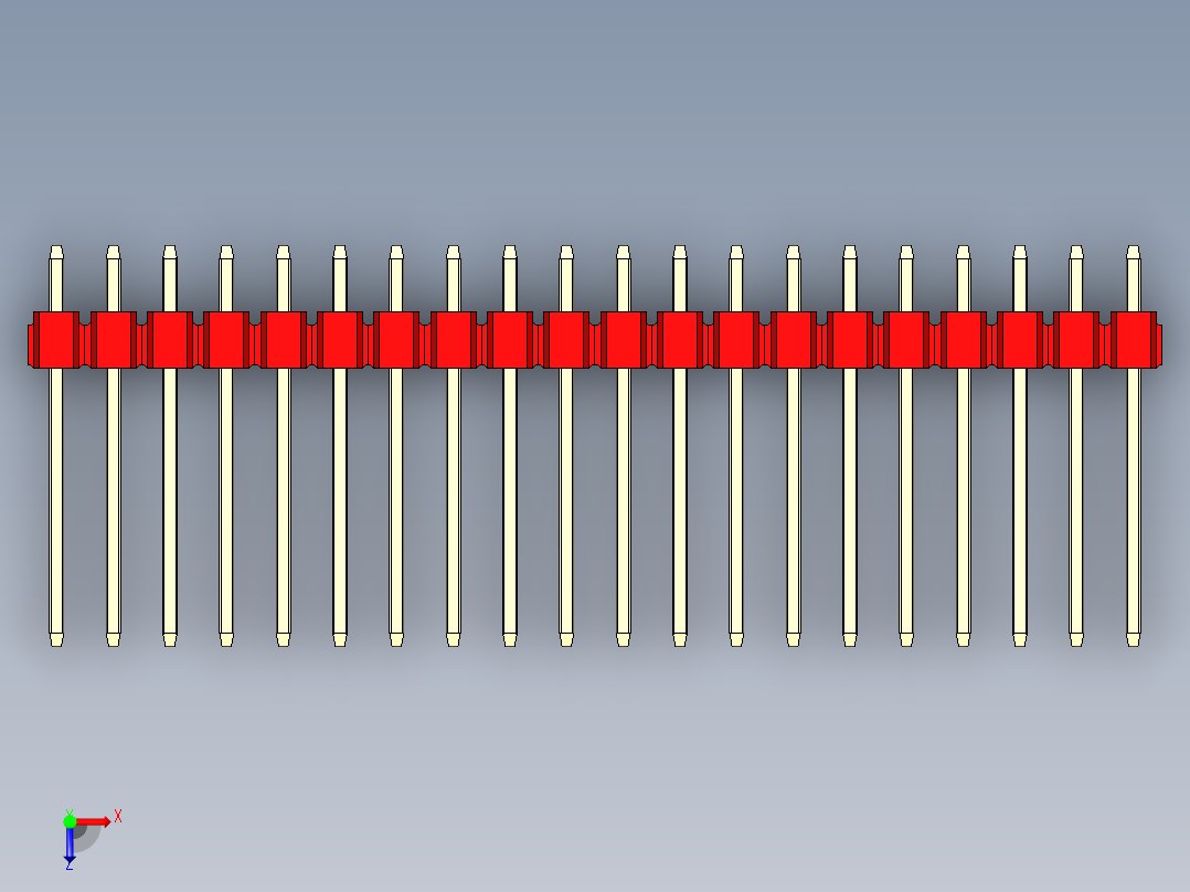 彩色公头100mil（2.54mm）系列-DS1021_red_1x20p_100mil_Type5_rev1.0俯视图