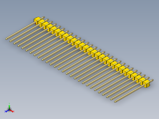 彩色公头100mil（2.54mm）系列-DS1021_yellow_1x28p_100mil_Type19_rev1.0正等轴测缩略图